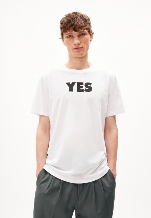 ARMEDANGELS AADONI MAAYBE T-Shirt Relaxed Fit made of Organic Cotton Bílé | BWJQS5863