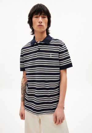 ARMEDANGELS FIBRAA STRIPES T-Shirt Regular Fit made of Organic Cotton Night Sky | OGRVF3827