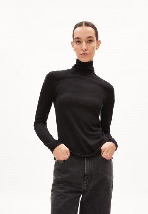 ARMEDANGELS GRAZILIAA SOFT Longsleeve Slim Fit made of Organic Cotton Černé | HNJLA3895