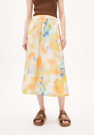 ARMEDANGELS JASINAA THERMAL CAM Woven Skirt Loose Fit made of Organic Cotton Bílé | AGDYN7352