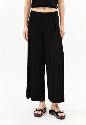ARMEDANGELS KAARO LINI Jersey Pants made of LENZING™ ECOVERO™ Viscose Mix Černé | TDOWC4365