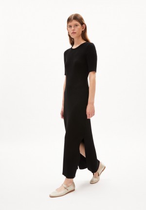 ARMEDANGELS LAANIAAS Knit Dress Slim Fit made of Organic Cotton Černé | IUXSQ9582