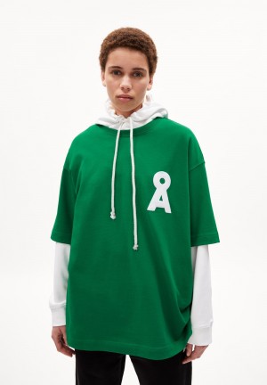 ARMEDANGELS MIKAAS ICONIC CAPSULE Heavyweight T-Shirt Oversized Fit made of Organic Cotton Mix Zelene | QYIJL6543