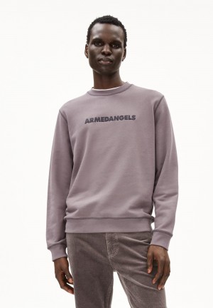 ARMEDANGELS NATHAANEL WORDMARK Sweatshirt Regular Fit made of Organic Cotton Mix Iron Cast | ZAQRU9653