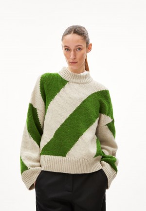 ARMEDANGELS SADNAA STRIPES Sweater Oversized Fit made of Merino-Wool Mix Zelene | KPFJW2145