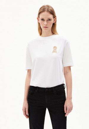ARMEDANGELS TARJAA Å EMBRO Heavyweight T-Shirt Loose Fit made of Organic Cotton Mix Bílé | JBPTG0415